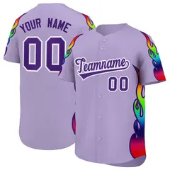 Light Purple Graffiti Multicolored Flames Baseball Jersey