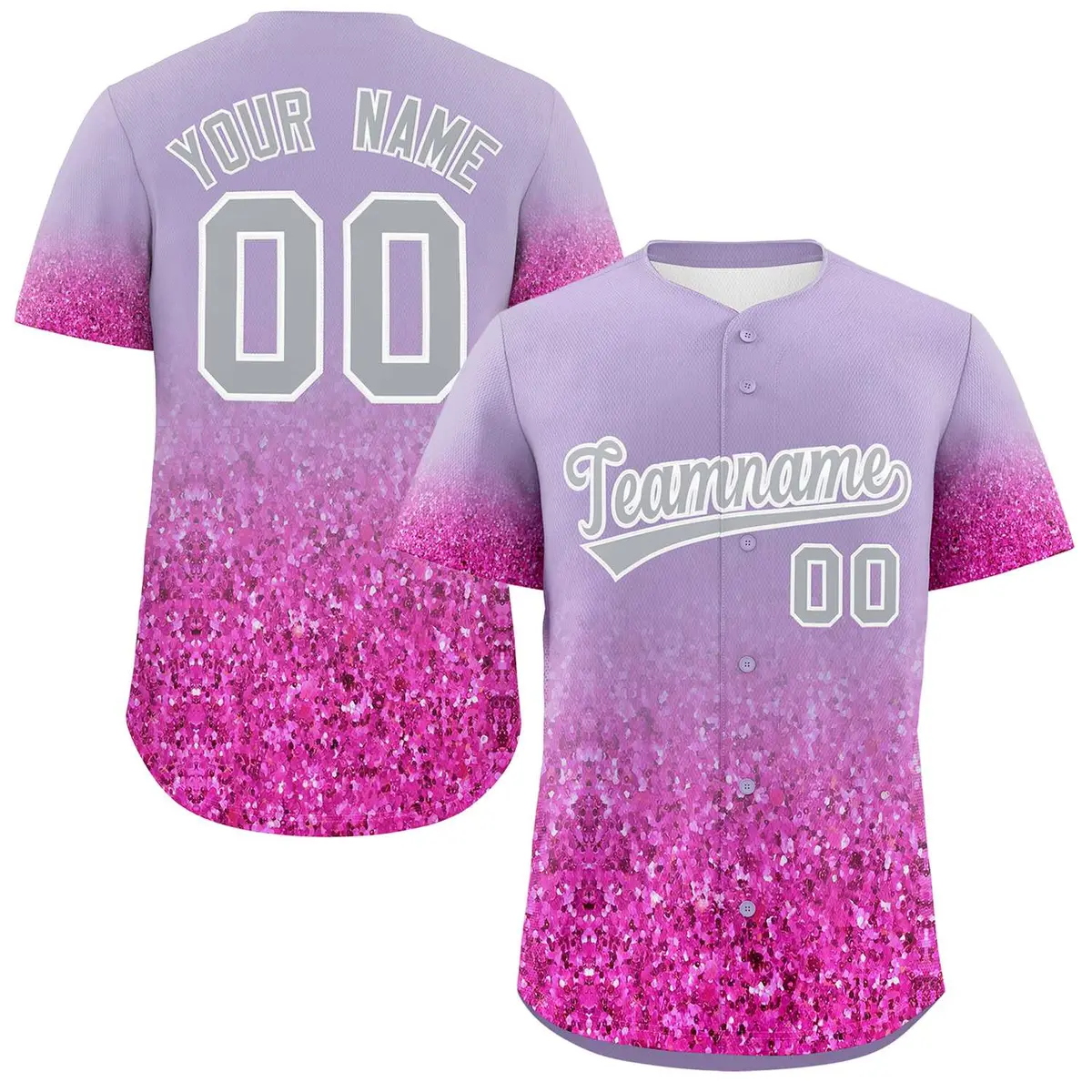 Light Purple Gray Gradient Sparkle-Effect Baseball Jersey