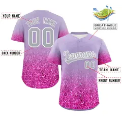 Light Purple Gray Gradient Sparkle-Effect Baseball Jersey 2