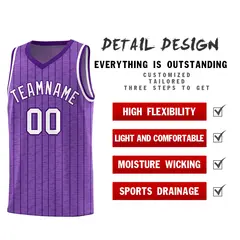 Light Purple Gray Pinstripe Retro Basketball Jersey 2