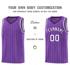 Light Purple Gray Pinstripe Retro Basketball Jersey 3
