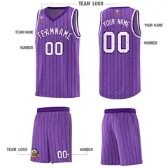 Light Purple Gray Pinstripe Retro Basketball Jersey 5