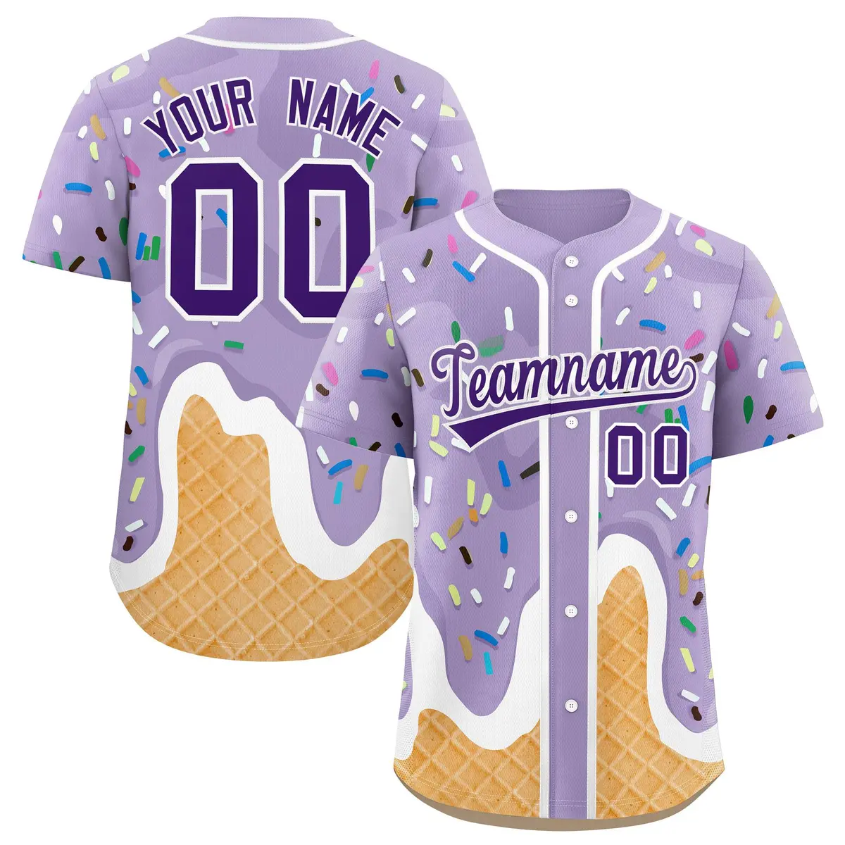 Light Purple Ice Cream Cone Graffiti Fashion Baseball Jersey