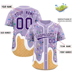 Light Purple Ice Cream Cone Graffiti Fashion Baseball Jersey 2