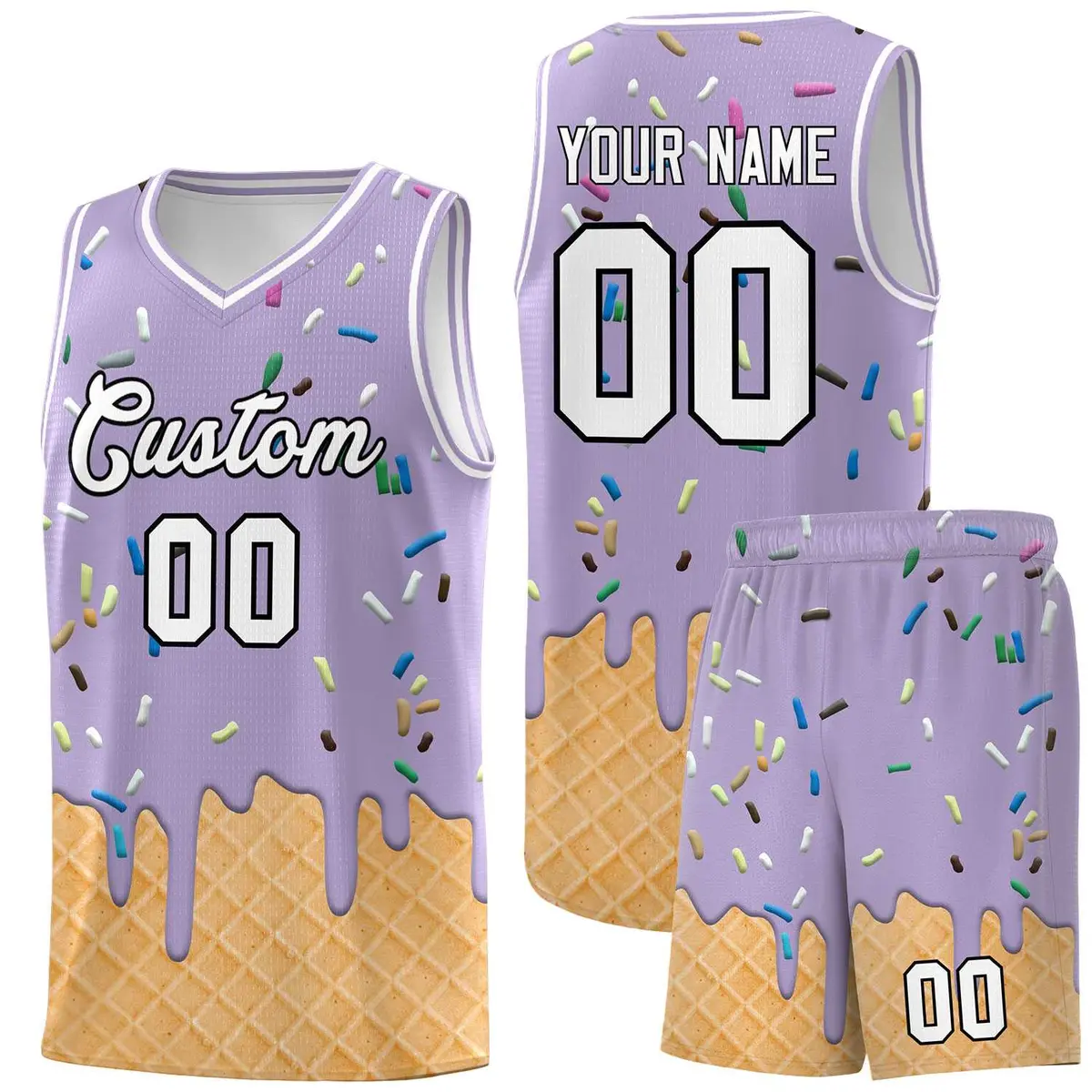 Light Purple Ice Cream Element Pattern Basketball Kits