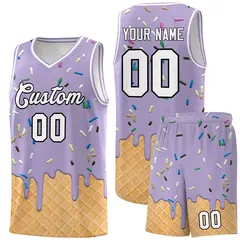 Light Purple Ice Cream Element Pattern Basketball Kits