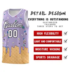 Light Purple Ice Cream Element Pattern Basketball Kits 2
