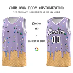 Light Purple Ice Cream Element Pattern Basketball Kits 3