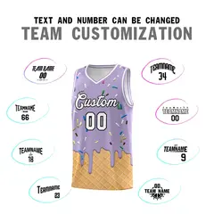 Light Purple Ice Cream Element Pattern Basketball Kits 4