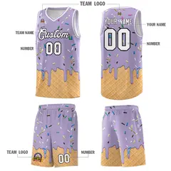 Light Purple Ice Cream Element Pattern Basketball Kits 5