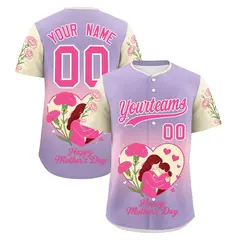 Light Purple Light Pink Light Khaki Mother's Day Baseball Jersey