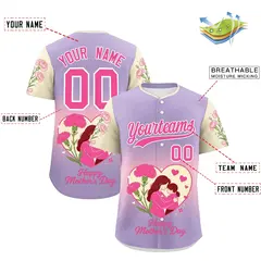 Light Purple Light Pink Light Khaki Mother's Day Baseball Jersey 2