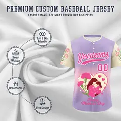 Light Purple Light Pink Light Khaki Mother's Day Baseball Jersey 3