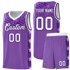 Light Purple Mosaic Stars Basketball Uniform Jersey 1