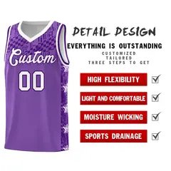 Light Purple Mosaic Stars Basketball Uniform Jersey 2