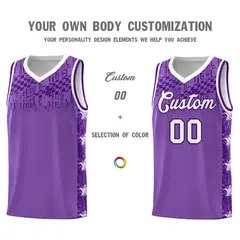 Light Purple Mosaic Stars Basketball Uniform Jersey 3