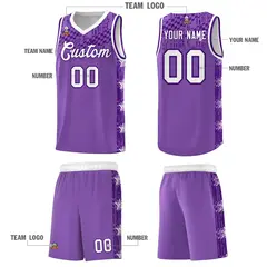 Light Purple Mosaic Stars Basketball Uniform Jersey 5