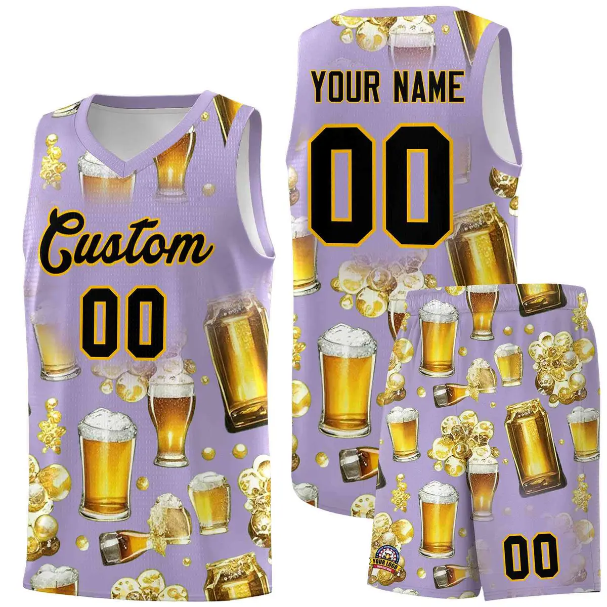 Light Purple National Beer Day Beer Bubble Basketball Jersey