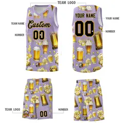 Light Purple National Beer Day Beer Bubble Basketball Jersey 3