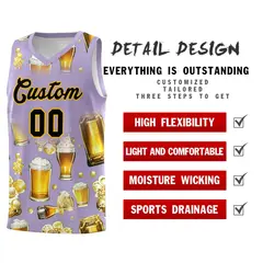 Light Purple National Beer Day Beer Bubble Basketball Jersey 5