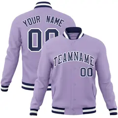 Light Purple Navy-White Varsity Full-Snap Letterman Jacket