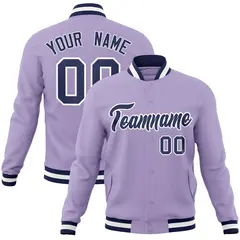 Light Purple Navy-White Varsity Full-Snap Letterman Jacket