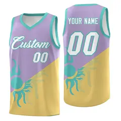 Light Purple Old Gold Radiant Sun Two Tone Basketball Jersey 1