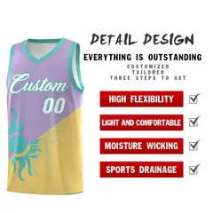 Light Purple Old Gold Radiant Sun Two Tone Basketball Jersey 3