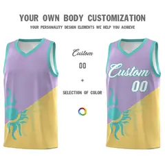 Light Purple Old Gold Radiant Sun Two Tone Basketball Jersey 4