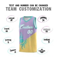 Light Purple Old Gold Radiant Sun Two Tone Basketball Jersey 5