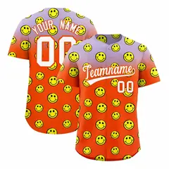 Light Purple Orange Graffiti Gradient Smile Baseball Jersey