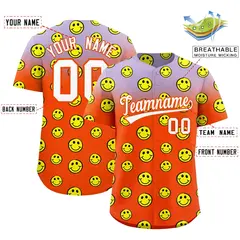 Light Purple Orange Graffiti Gradient Smile Baseball Jersey 2