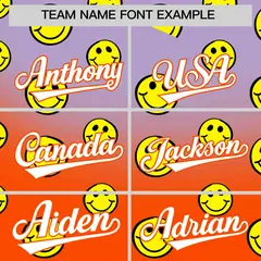 Light Purple Orange Graffiti Gradient Smile Baseball Jersey 3