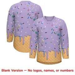 Light Purple Orange Ice Cream Pattern V-Neck Hockey Jersey 7