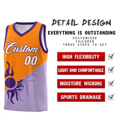 Light Purple Orange Radiant Sun Two Tone Basketball Jersey 3