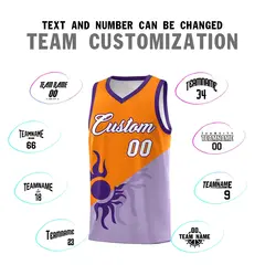Light Purple Orange Radiant Sun Two Tone Basketball Jersey 5