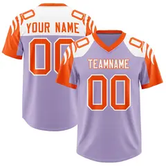 Light Purple Orange Raglan Sleeves Football Jersey