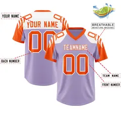 Light Purple Orange Raglan Sleeves Football Jersey 2