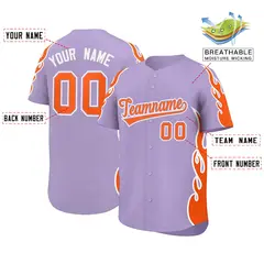 Light Purple Orange Side Flame Outline Basketball Jersey 2