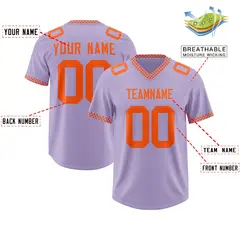 Light Purple Orange Square Neckline Football Jersey 2