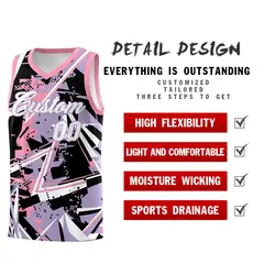 Light Purple Pink Abstract Graffiti Basketball Jersey 2