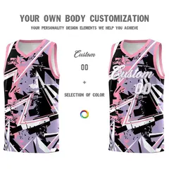 Light Purple Pink Abstract Graffiti Basketball Jersey 3
