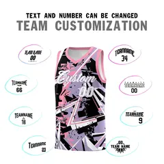 Light Purple Pink Abstract Graffiti Basketball Jersey 4