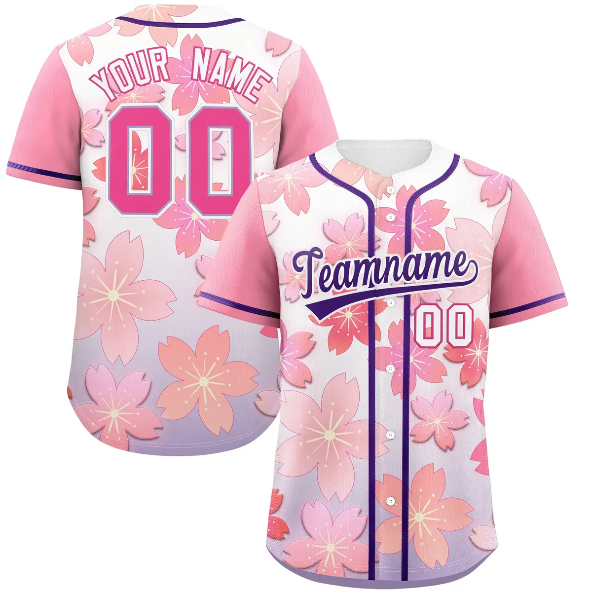 Light Purple Pink Cherry Blossom Graffiti Baseball Jersey