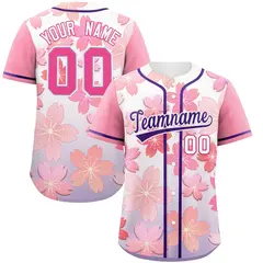 Light Purple Pink Cherry Blossom Graffiti Baseball Jersey 1