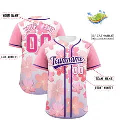 Light Purple Pink Cherry Blossom Graffiti Baseball Jersey 2