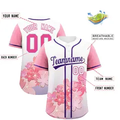 Light Purple Pink Cherry Blossom Graffiti Baseball Jersey 2