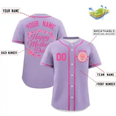 Light Purple Pink Mother's Day Baseball Jersey 2