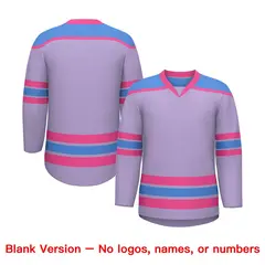 Light Purple Powder Blue Ice Cream Helmet Pattern V-Neck Hockey Jersey 7