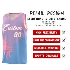 Light Purple Powder Blue Sunburst Two Tone Basketball Jersey 3